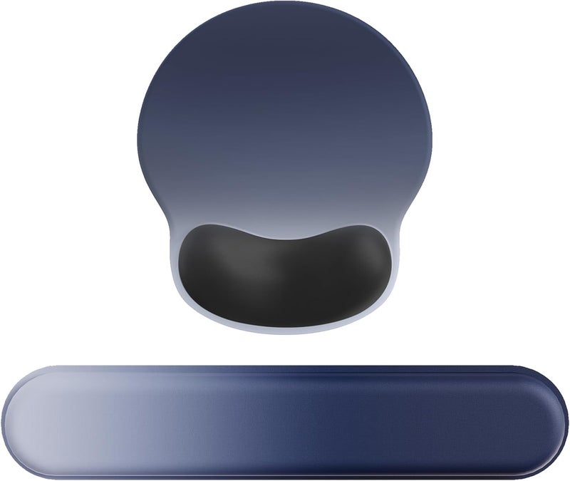 Laborio Ergonomic Mouse Pad Wrist Support Set, Memory Foam Keyboard Wrist Rest Set, Keyboard Pad, Non-Slip Base Mousepad（Gradient Blue Black Set） - Image 1